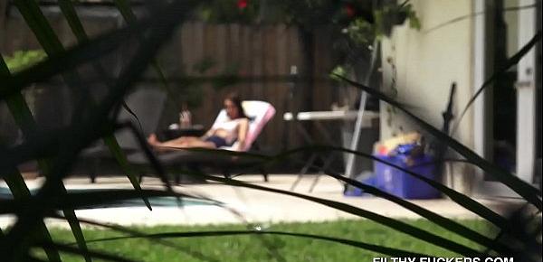  College Teen Neighbor Alessia Luna Tanning Poolside Busted Fucks For Cash HD